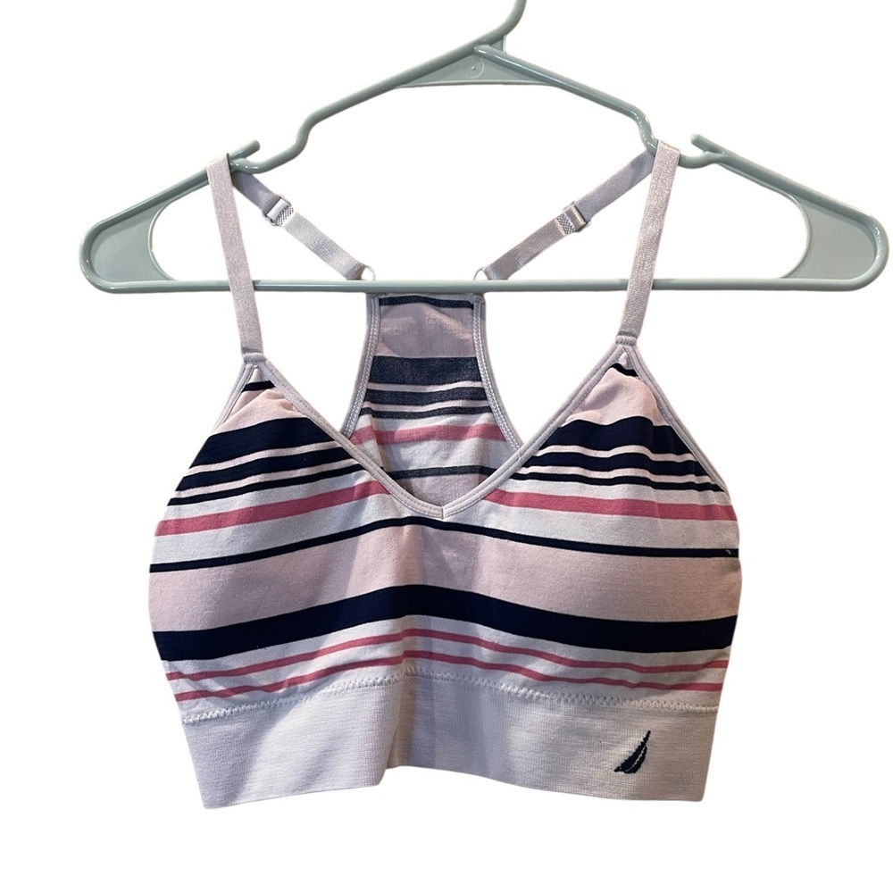 Nautica Intimates Sports Bra Sz Large Adjustable Strap Super Soft Removable Pads